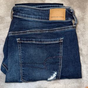 American Eagle Dark Wash Distressed Skinny Jeans